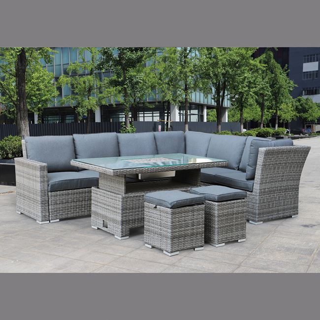 Σετ εξωτερικού χώρου "BOOZER" 5τμχ από αλουμίνιο/wicker σε γκρι χρώμα 204x76x83