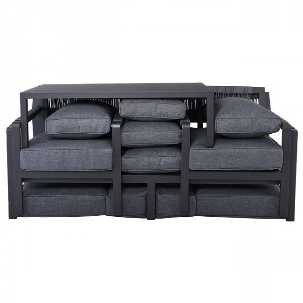 Σετ εξωτερικού χώρου "RIVIERA" 4τμχ από αλουμίνιο/ύφασμα σε ανθρακί χρώμα 184x76x75