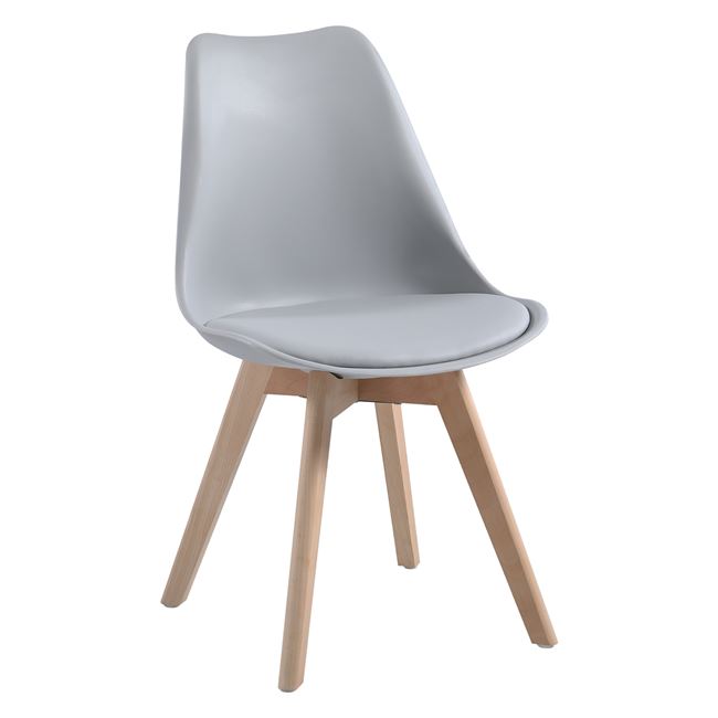 Καρέκλα "MARTIN STRIPE" από PP/ξύλο σε χρώμα φυσικό/γκρι 48x56x82