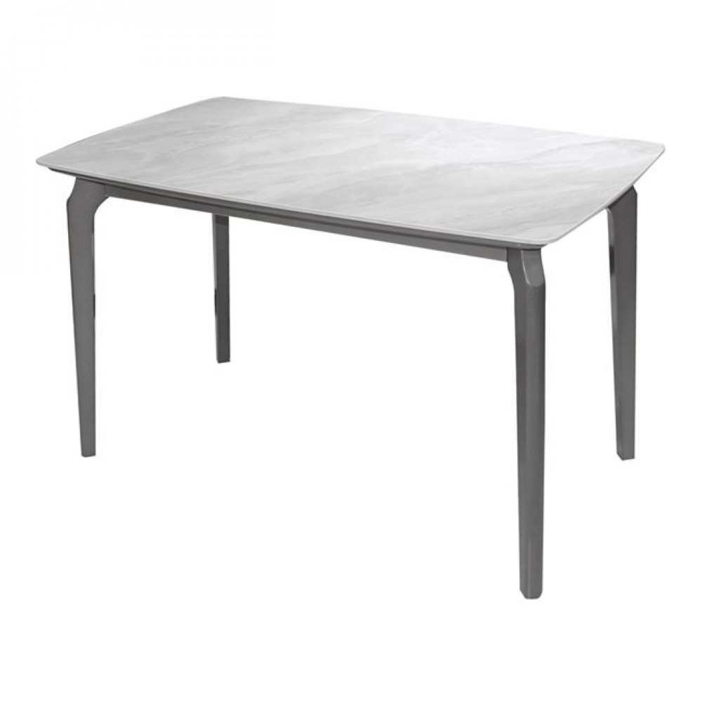 Τραπέζι "DALIN" από ξύλο/sintered stone σε χρώμα γκρι/λευκό μαρμάρου 130x80x74