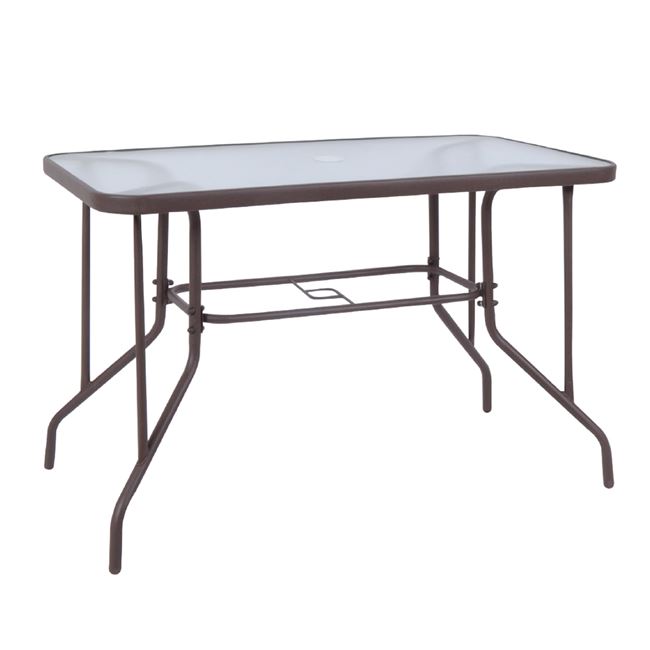 Τραπέζι "BALENO" από μέταλλο/γυαλί σε καφέ χρώμα 110x60x71