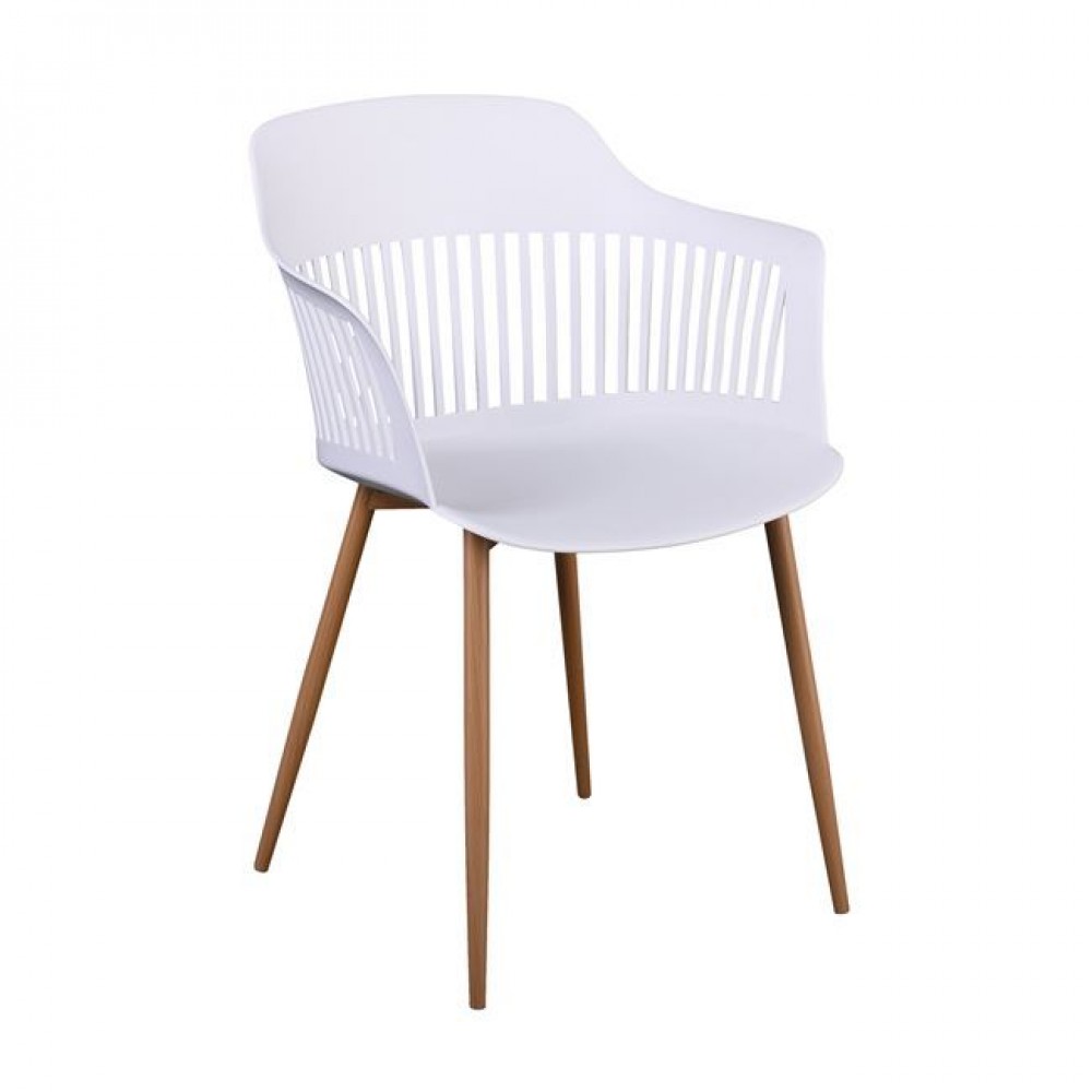 Πολυθρόνα "LOUISE" από μέταλλο/PP σε φυσικό/λευκό χρώμα 59x58x82