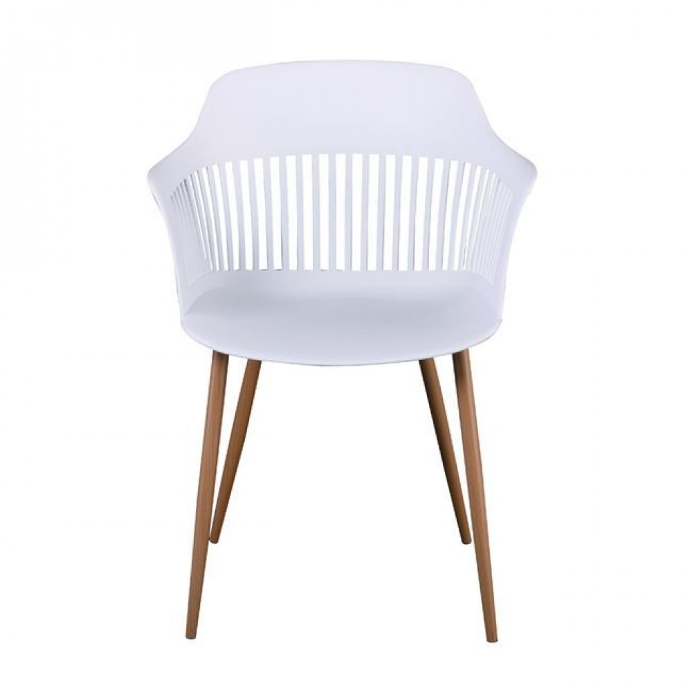 Πολυθρόνα "LOUISE" από μέταλλο/PP σε φυσικό/λευκό χρώμα 59x58x82