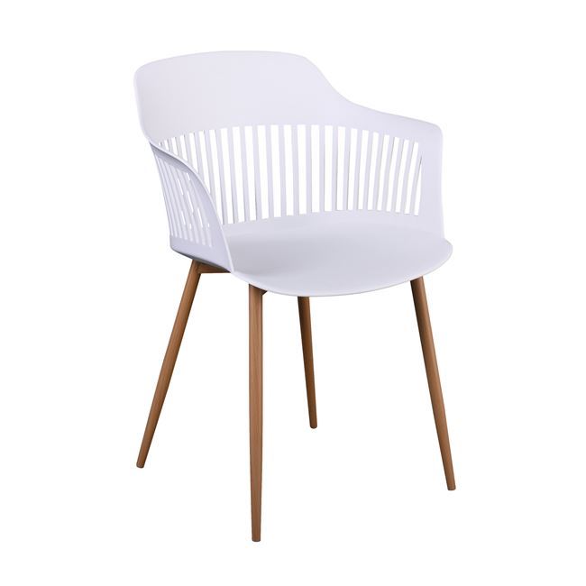 Πολυθρόνα "LOUISE" από μέταλλο/PP σε φυσικό/λευκό χρώμα 59x58x82