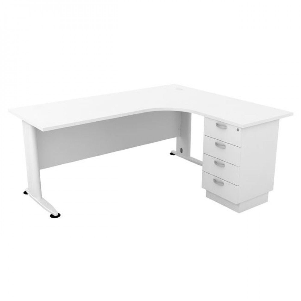 Γραφείο "SUPERIOR COMPACT" με δεξιά γωνία σε χρώμα λευκό 180x70x75/150x60x75