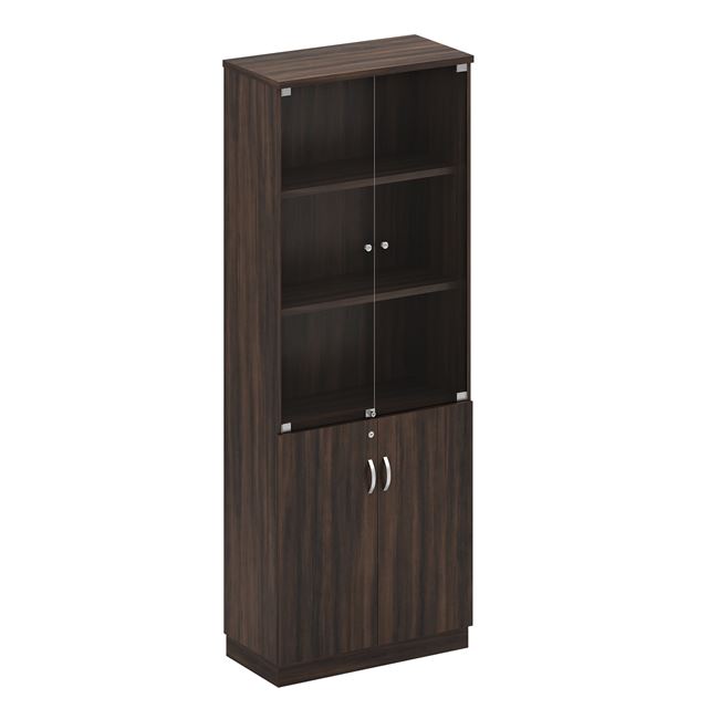 Επαγγελματική βιβλιοθήκη δίφυλλη σε χρώμα σκούρο καρυδί 80x40x211