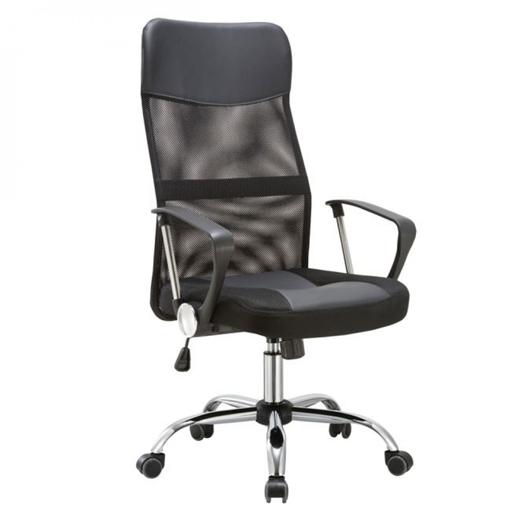 Πολυθρόνα διευθυντή από mesh ύφασμα-τεχνόδερμα σε χρώμα μαύρο 61x63x110/120