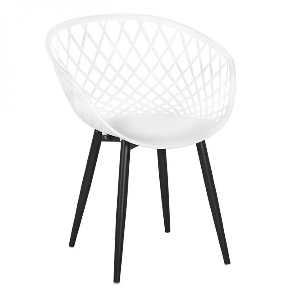 Πολυθρόνα "REX" από μέταλλο/PP σε χρώμα λευκό/μαύρο 62x56x80