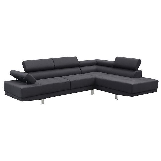 Καναπές αριστερή γωνία "SECTOR" υφασμάτινος σε χρώμα μαύρο 265x191x82