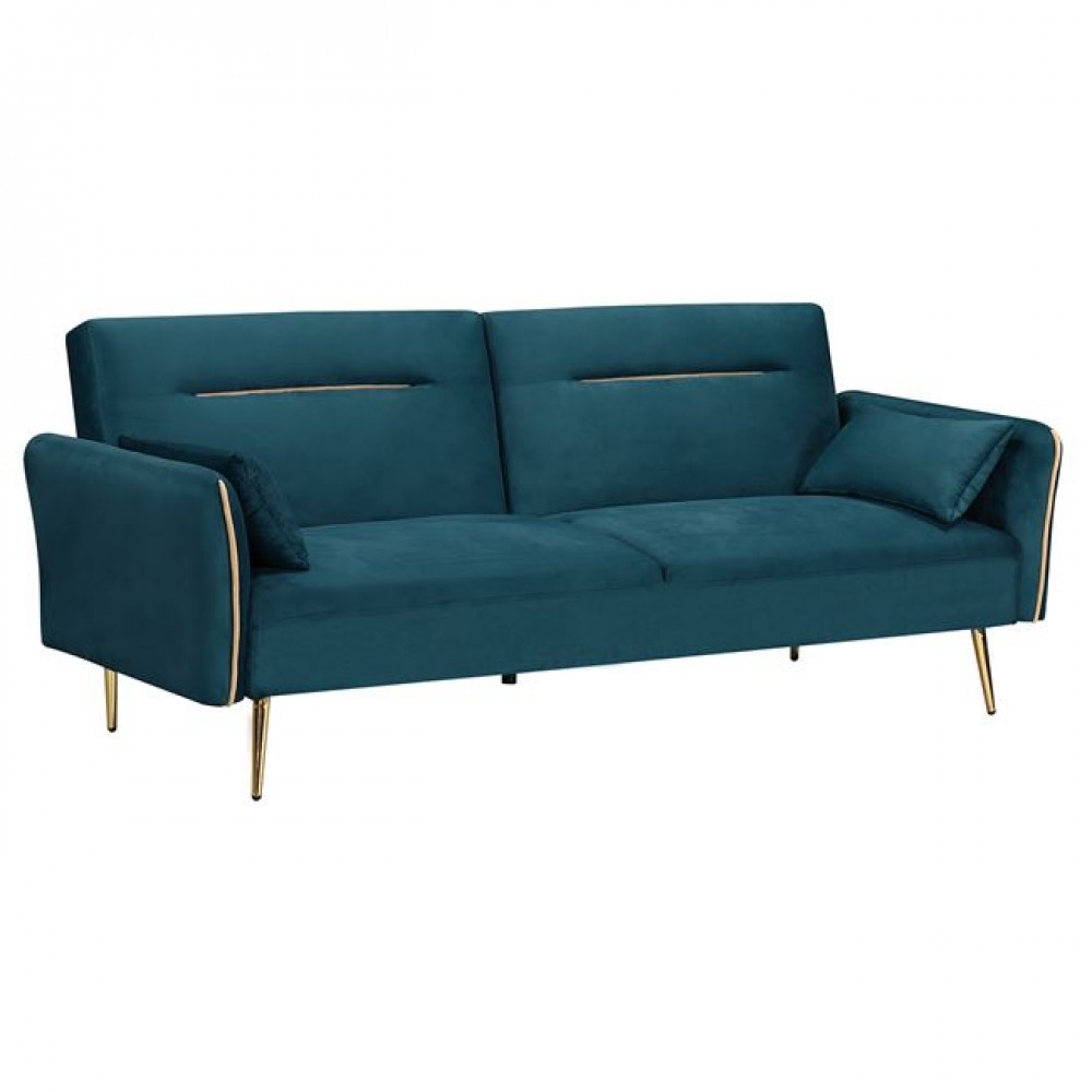 Καναπές κρεβάτι ''FLICK'' από ύφασμα velure σε χρώμα πετρόλ 211x87x81