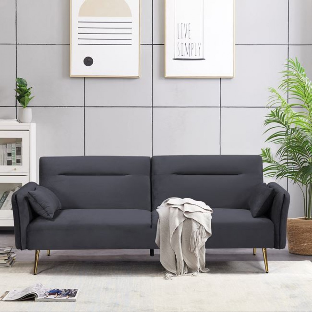 Καναπές κρεβάτι ''FLICK'' από ύφασμα velure σε χρώμα γκρι 211x87x81