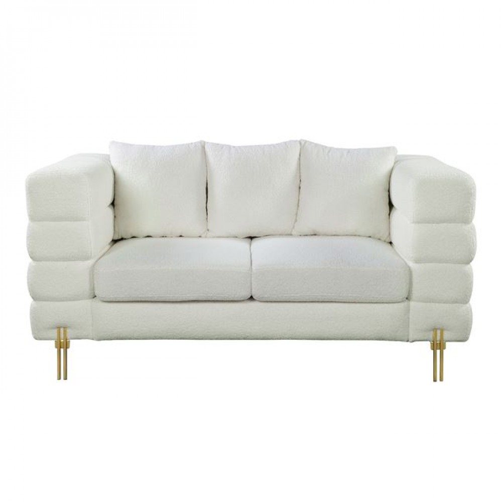 Καναπές διθέσιος ''MORRIS'' από ύφασμα σε χρώμα άσπρο 160x84x76