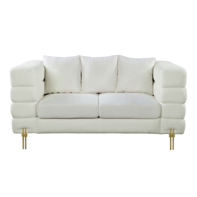 Καναπές διθέσιος ''MORRIS'' από ύφασμα σε χρώμα άσπρο 160x84x76