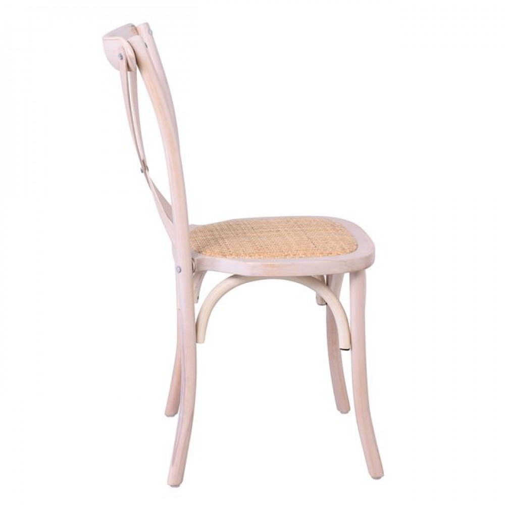 Καρέκλα "DESTINY" από ξύλο σε χρώμα ρουστίκ άσπρο 48x52x89