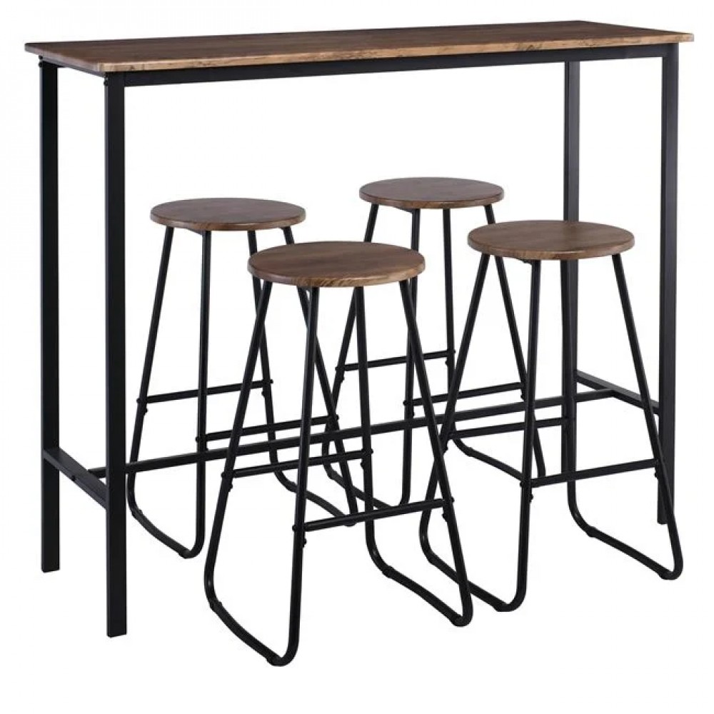 Σετ μπαρ "PUB" από μέταλλο σε χρώμα καφέ antique/ανθρακί 120x40x100