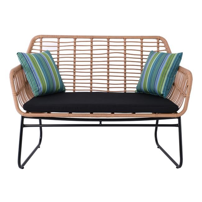 Καναπές κήπου "SALSA" από μέταλλο/wicker σε χρώμα φυσικό/μαύρο 120x70x86