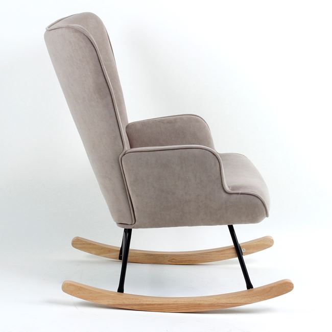 Πολυθρόνα-μπερζέρα "ALMA" κουνιστή από ύφασμα σε χρώμα φυσικό/καφέ 69x76x97