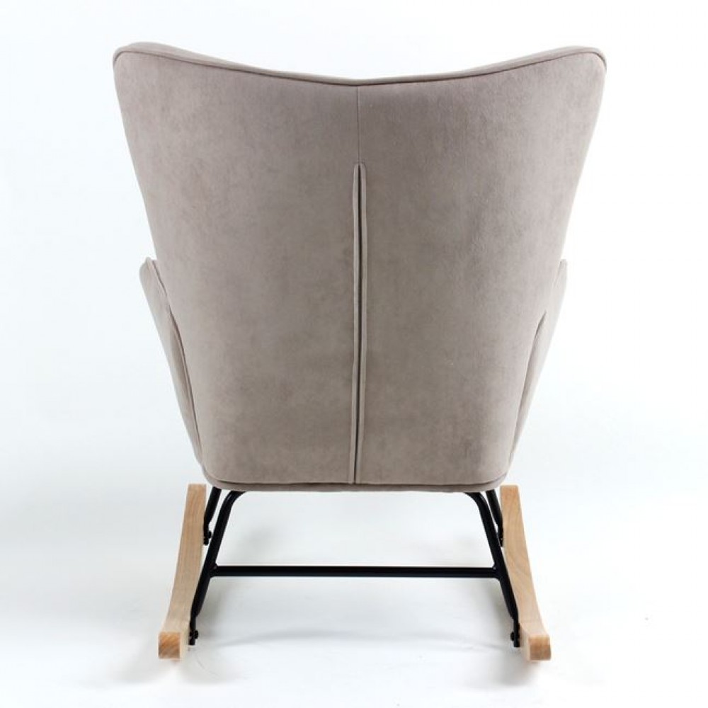 Πολυθρόνα-μπερζέρα "ALMA" κουνιστή από ύφασμα σε χρώμα φυσικό/καφέ 69x76x97