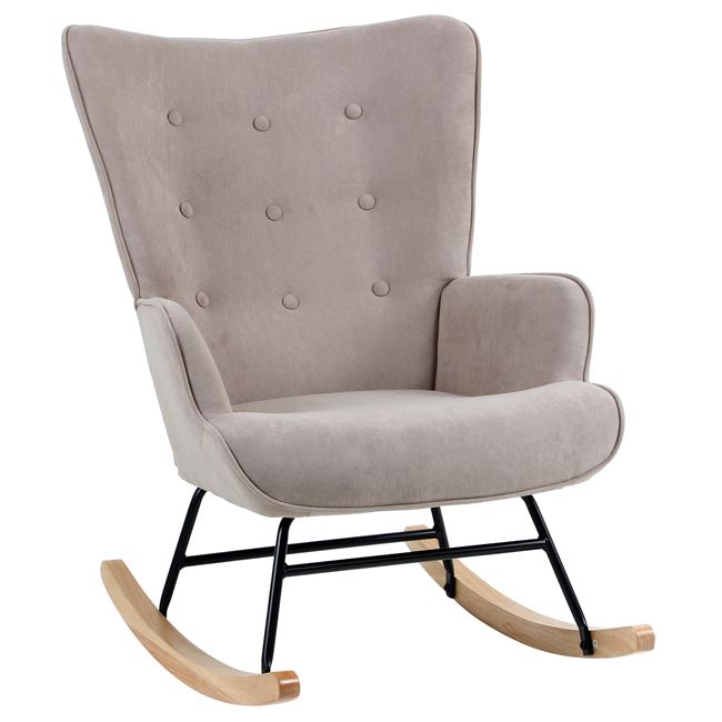 Πολυθρόνα-μπερζέρα "ALMA" κουνιστή από ύφασμα σε χρώμα φυσικό/καφέ 69x76x97