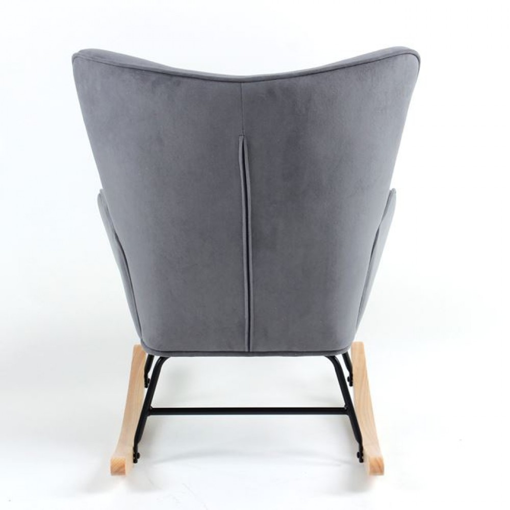 Πολυθρόνα-μπερζέρα "ALMA" κουνιστή από ύφασμα σε χρώμα φυσικό/γκρι 69x76x97