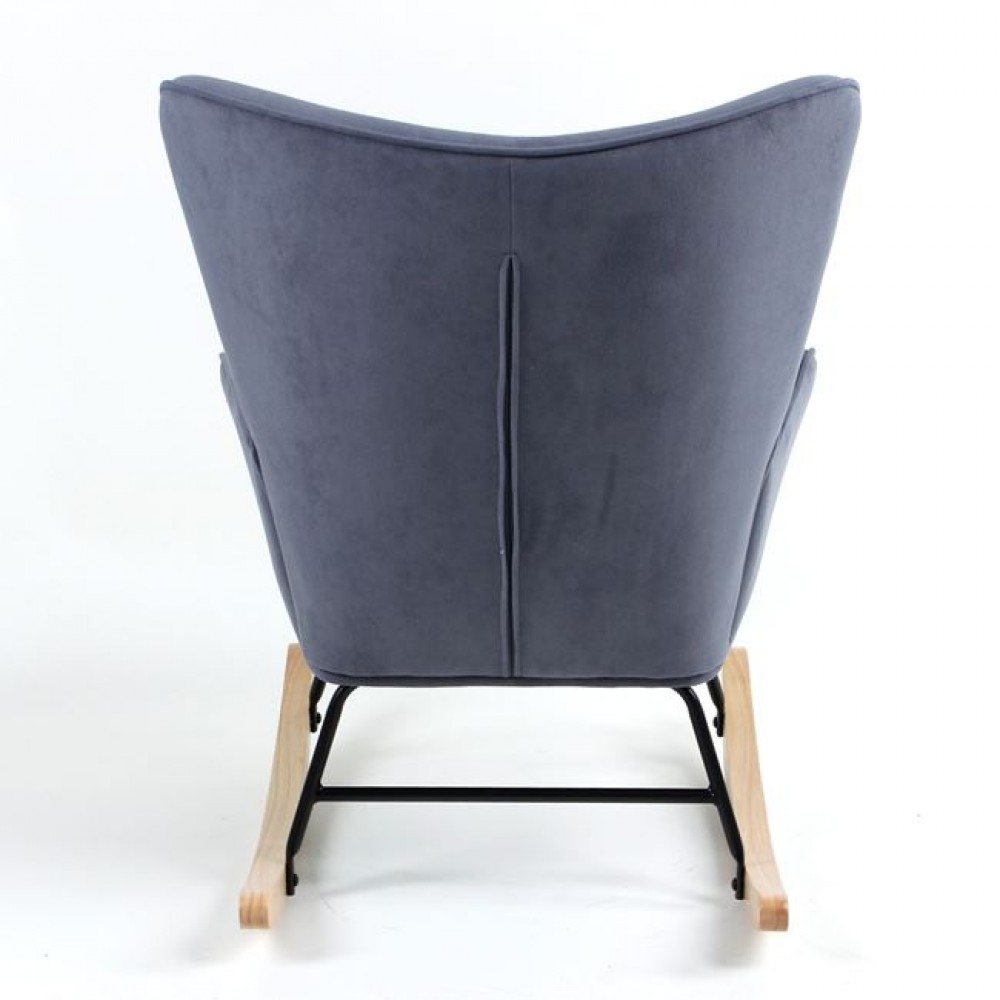 Πολυθρόνα-μπερζέρα "ALMA" κουνιστή από ύφασμα σε χρώμα φυσικό/μπλε 69x76x97