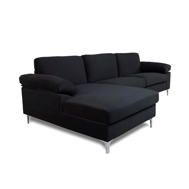 Καναπές γωνία "ALEX" από ύφασμα σε χρώμα μαύρο 264x132x75