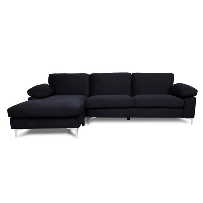 Καναπές γωνία "ALEX" από ύφασμα σε χρώμα μαύρο 264x132x75