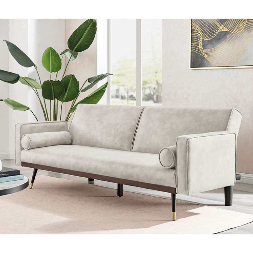 Καναπές-κρεβάτι τριθέσιος "CLICK" από ύφασμα σε χρώμα εκρού 192x84x76