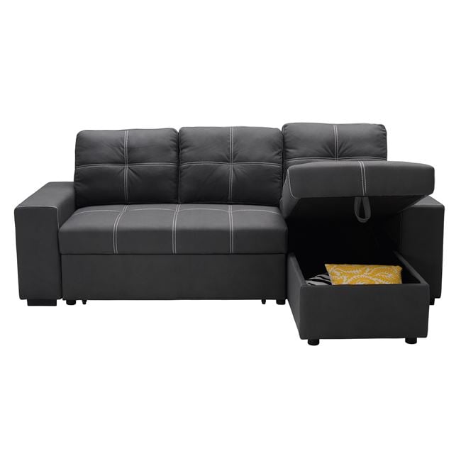 Καναπές-κρεβάτι με γωνία αναστρέψιμη "MONTREAL" από ύφασμα σε χρώμα ανθρακί 246x157x94