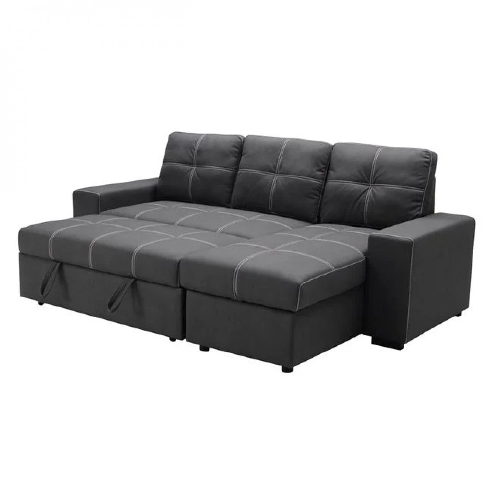 Καναπές-κρεβάτι με γωνία αναστρέψιμη "MONTREAL" από ύφασμα σε χρώμα ανθρακί 246x157x94