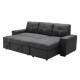 Καναπές-κρεβάτι με γωνία αναστρέψιμη "MONTREAL" από ύφασμα σε χρώμα ανθρακί 246x157x94