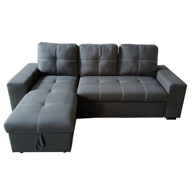 Καναπές-κρεβάτι με γωνία αναστρέψιμη "MONTREAL" από ύφασμα σε χρώμα γκρι 246x157x94