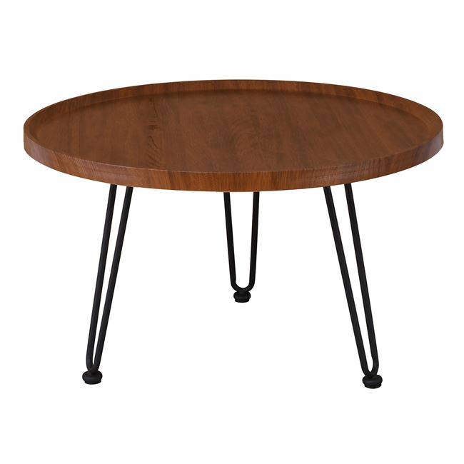 Τραπέζι σαλονιού "MATRIX" από μέταλλο/ξύλο σε χρώμα μαύρο/καρυδί  Φ76x45