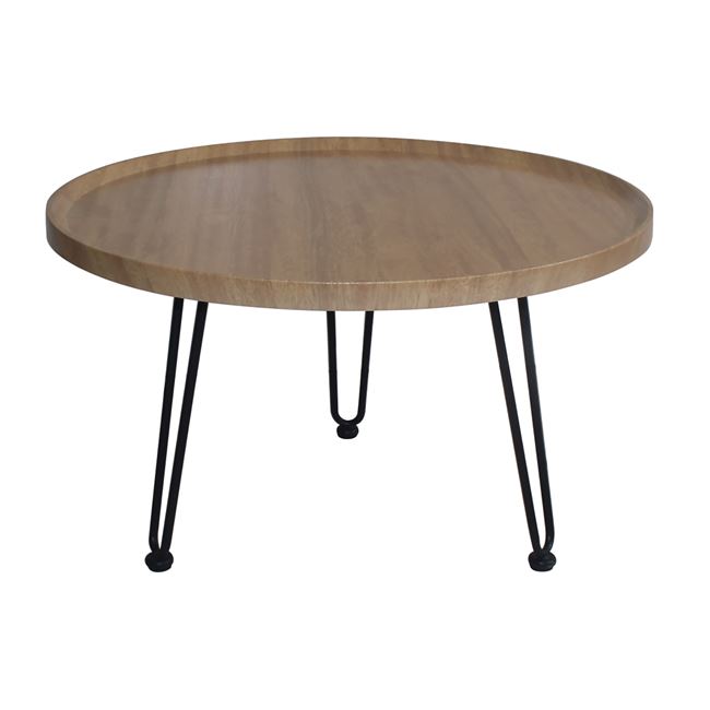 Τραπέζι σαλονιού "MATRIX" από μέταλλο/ξύλο σε χρώμα μαύρο/φυσικό Φ76x45