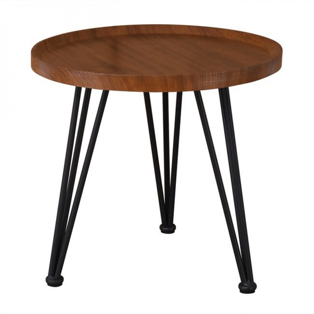 Τραπέζι σαλονιού "MATRIX" από μέταλλο/ξύλο σε χρώμα μαύρο/καρυδί Φ50x46