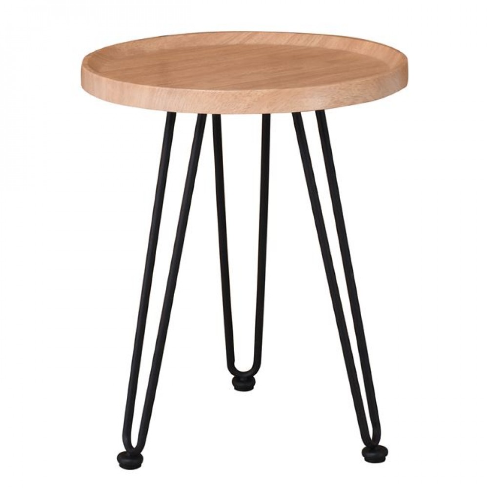 Τραπεζάκι σαλονιού "MATRIX" από μέταλλο/ξύλο σε χρώμα μαύρο/φυσικό Φ45x55