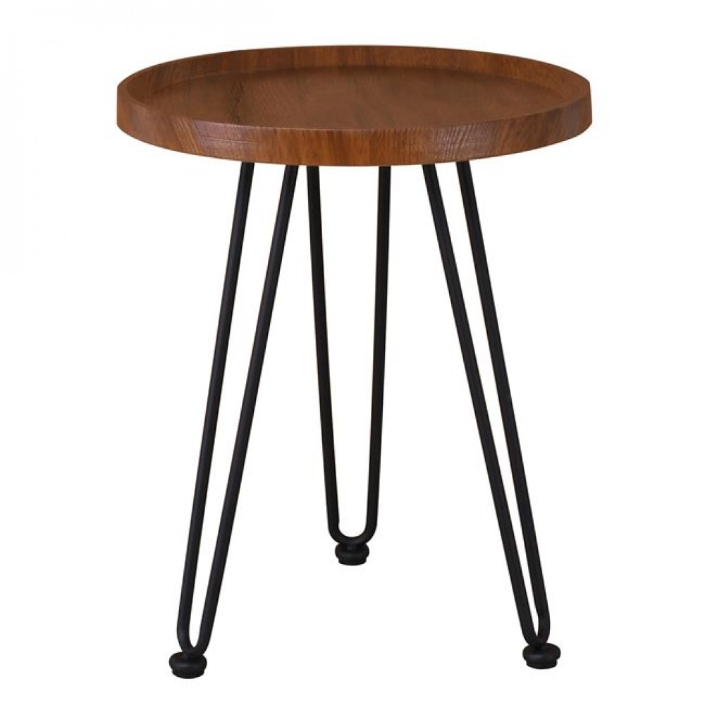 Τραπεζάκι σαλονιού "MATRIX" από μέταλλο/ξύλο σε χρώμα μαύρο/καρυδί Φ45x55