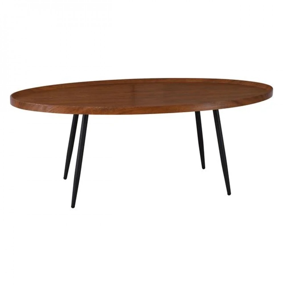 Τραπεζάκι σαλονιού "MATRIX" από μέταλλο/ξύλο σε χρώμα μαύρο/καρυδί 120x60x46