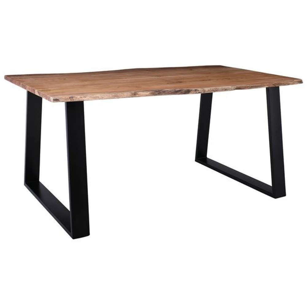 Τραπέζι τραπεζαρίας "LIZARD-W" από μέταλλο/ξύλο σε χρώμα φυσικό/μαύρο 160x90x78