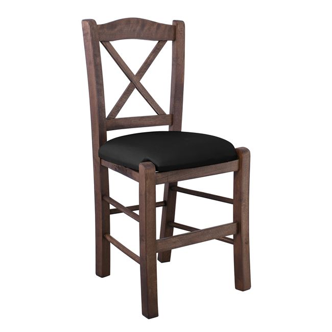 Καρέκλα "METRO" από ξύλο/pu σε χρώμα μαύρο/καρυδί 43x47x88