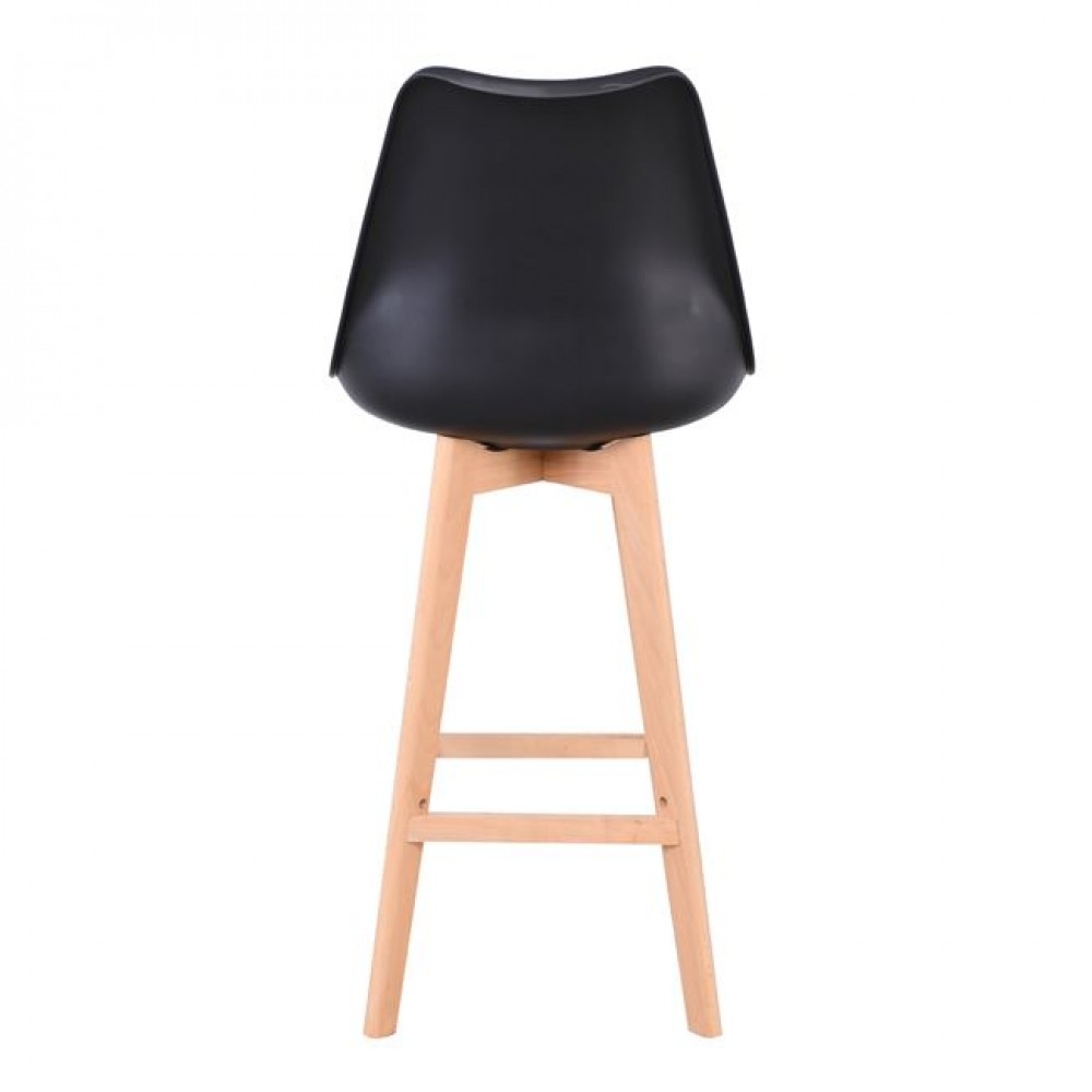 Σκαμπό μπαρ "MARTIN" από από ξύλο/PP σε χρώμα φυσικό/μαύρο 49x54x111