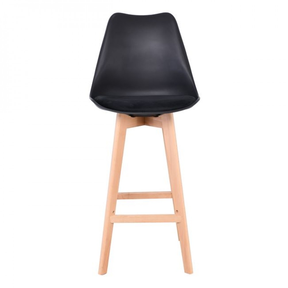 Σκαμπό μπαρ "MARTIN" από από ξύλο/PP σε χρώμα φυσικό/μαύρο 49x54x111