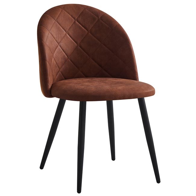 Καρέκλα τραπεζαρίας "BELLA" από μέταλλο/ύφασμα σε χρώμα μαύρο/καφέ 50x56x80