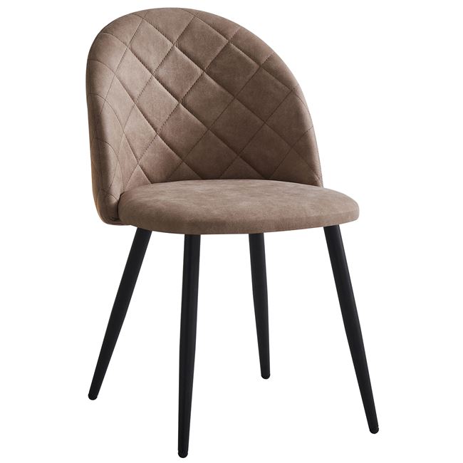 Καρέκλα τραπεζαρίας "BELLA" από μέταλλο/ύφασμα σε χρώμα μαύρο/μπεζ 50x56x80