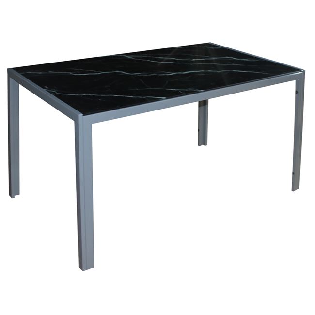 Τραπέζι τραπεζαρίας "DEGO" από μέταλλο/γυαλί μάρμαρο σε χρώμα γκρι/μαύρο 140x80x75