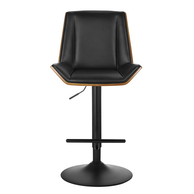 Σκαμπό μπαρ "NUMAN" από μέταλλο/pu σε χρώμα μαύρο/καρυδί 52x50x62