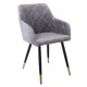 Πολυθρόνα "RENA" από βελούδο/μέταλλο σε χρώμα γκρι/μαύρο 53x59x85