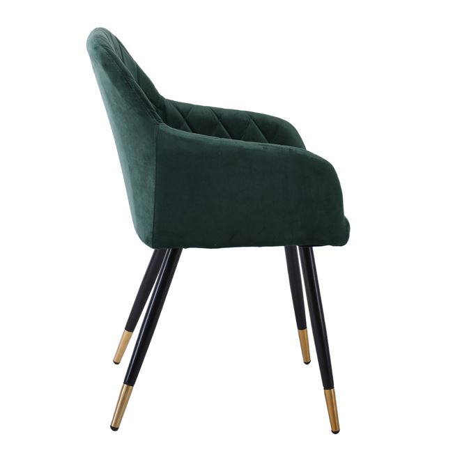 Πολυθρόνα "RENA" από βελούδο/μέταλλο σε χρώμα forest green/μαύρο 53x59x85