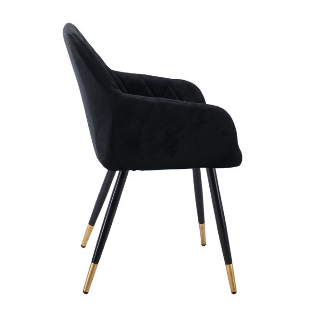 Πολυθρόνα "RENA" από βελούδο/μέταλλο σε χρώμα μαύρο 53x59x85