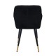 Πολυθρόνα "RENA" από βελούδο/μέταλλο σε χρώμα μαύρο 53x59x85